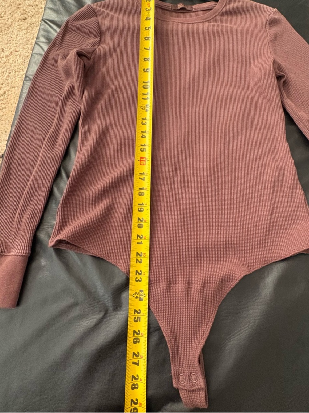 NUUDS Chocolate Ribbed Long Sleeve Large Crewneck Bodysuit - Picture 5 of 7